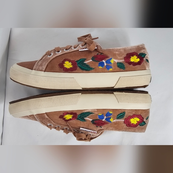 ​Superga 2750 Silk Velvet Sneakers Mauve Floral Embroidered Women’s 8 EU 39 - Picture 6 of 14